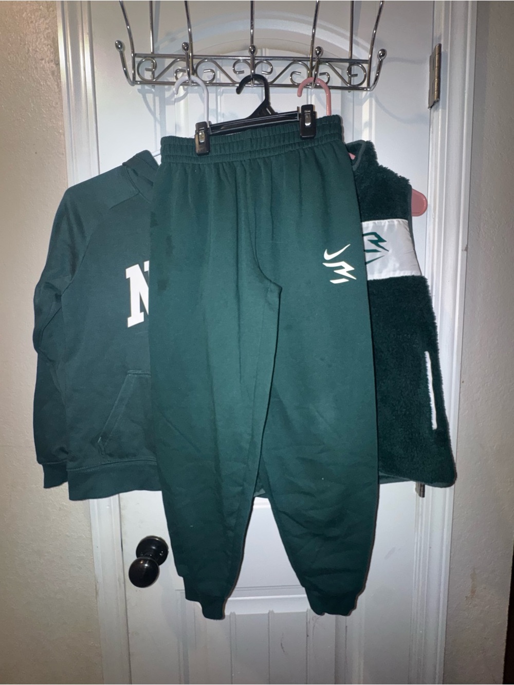 Nike Kids Dark Green Joggers with White Logo